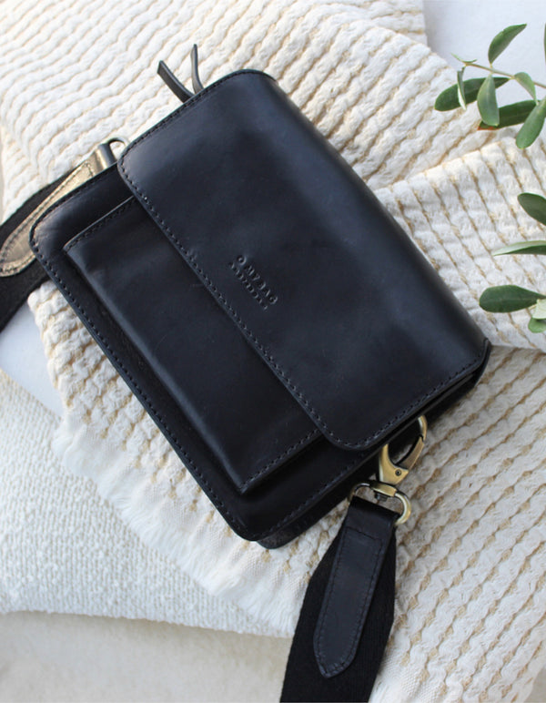 Harper Mini - Mini crossbody kožená kabelka ve stylu akordeonu